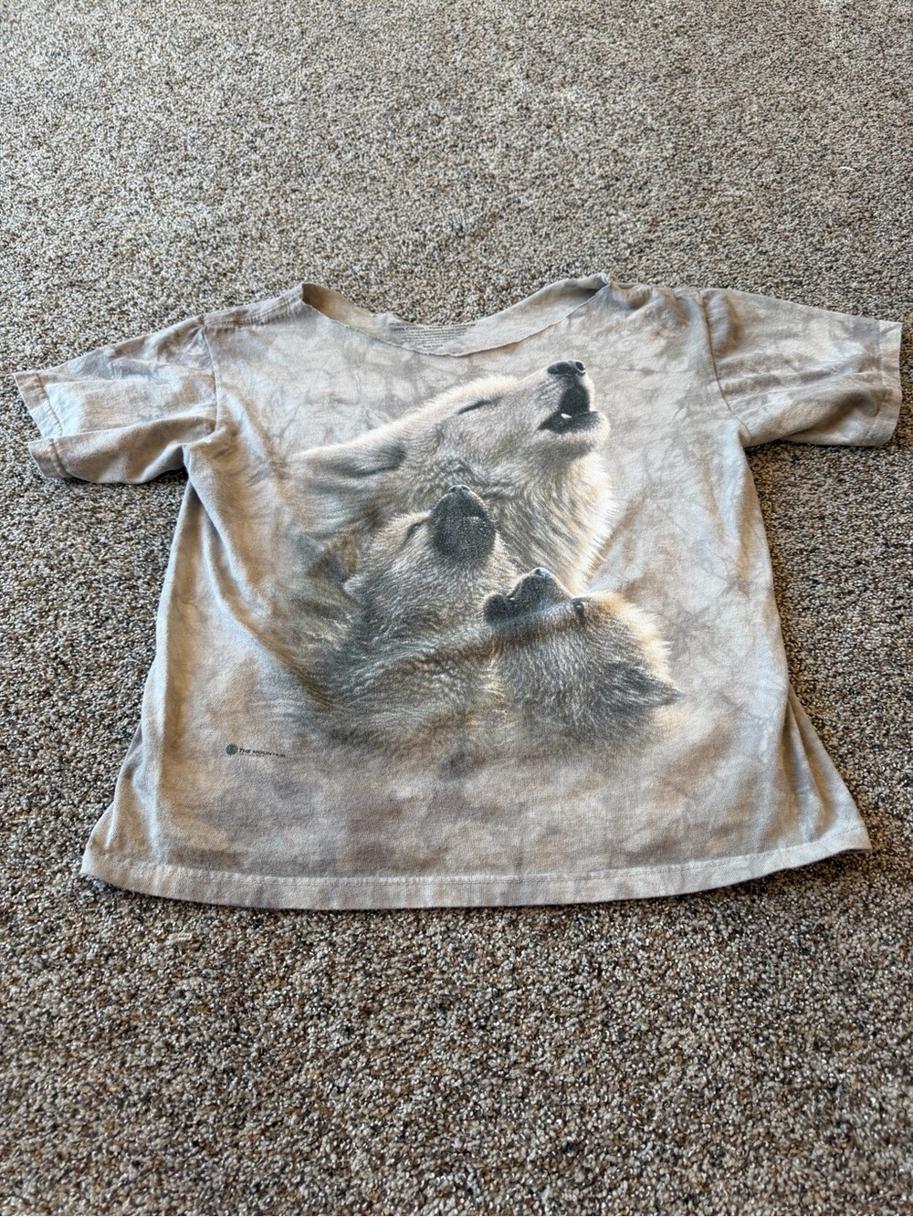 The Mountain Women's Oversized Crop Wolf Graphic Tie Dye T-Shirt Colorado